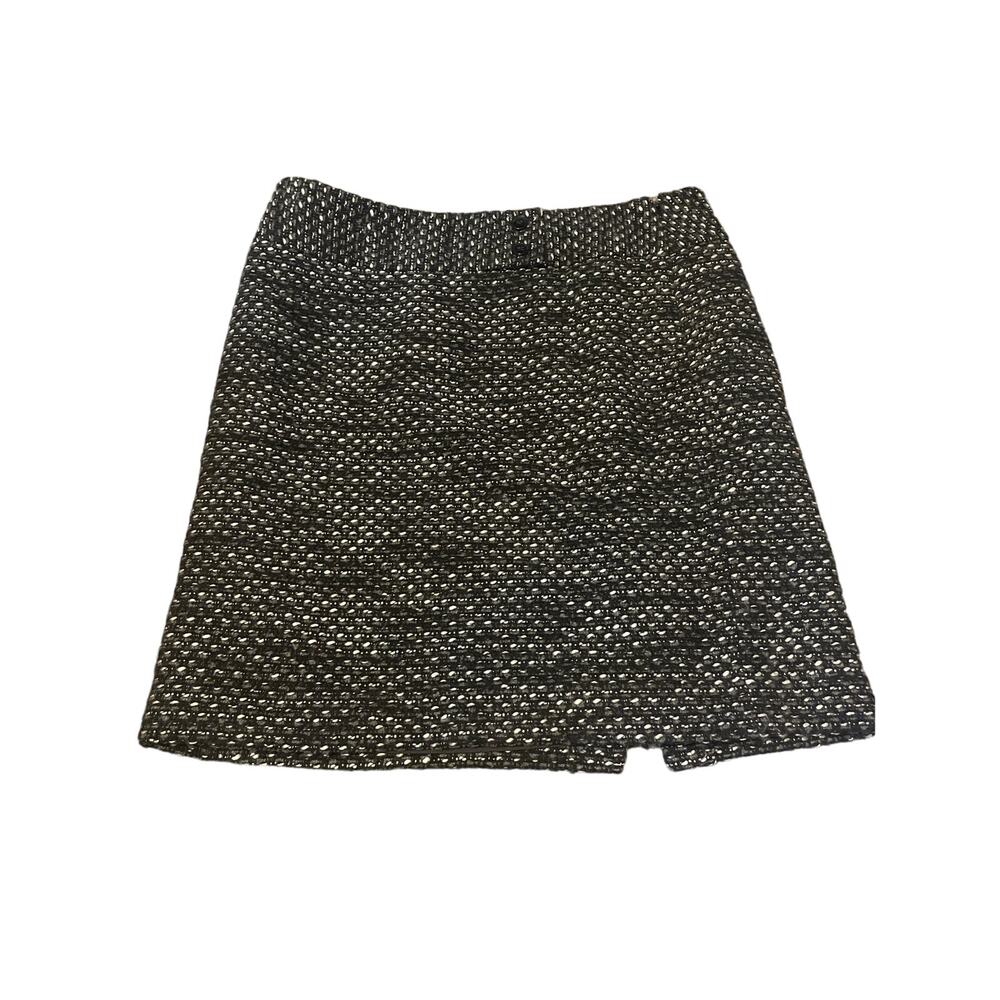 Ann Taylor Petites Black & Grey Tweed Skirt 8P